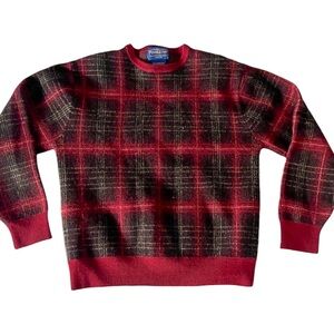 Vintage Pendleton Red Wool Plaid Sweater Size medium
